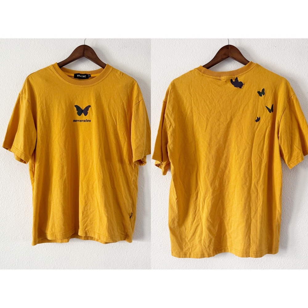 Y2K Neverules Butterfly Graphic T Shirt Black Medium Streetwear Emo